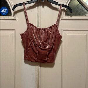 SHEIN Velvet Crop Top in Warm Brown
